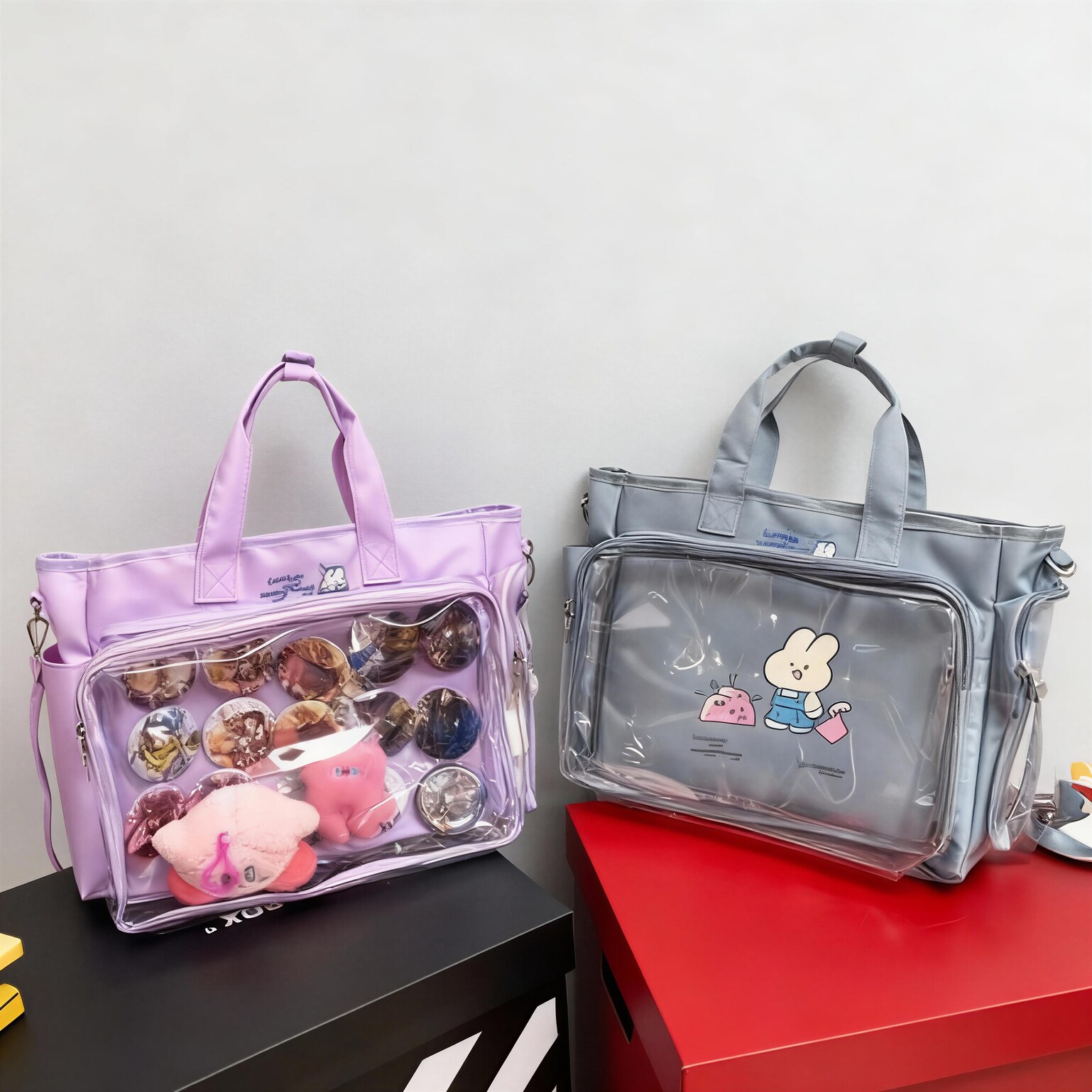 Ita Tote Bag with Clear Window for Photocards and Pins Ita Tote Bag with Clear Window for Photocards and Pins — ita tote bag detail view