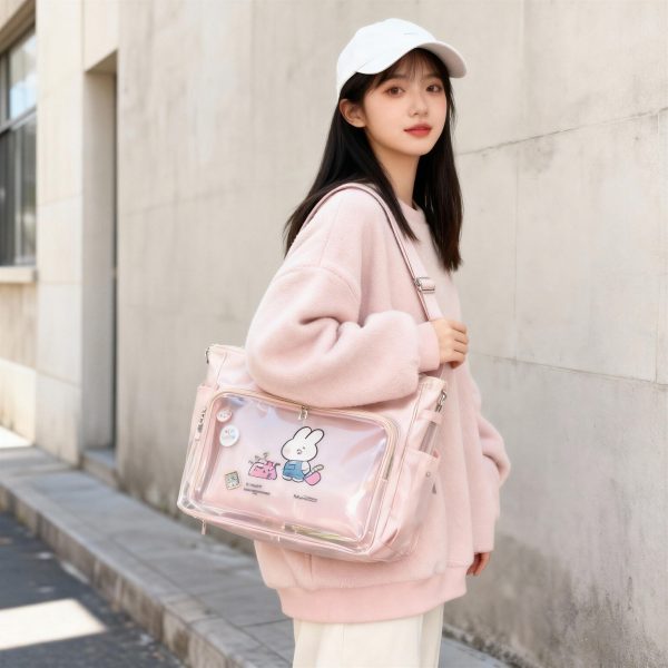 Ita Tote Bag with Clear Window for Photocards and Pins — ita tote bag detail view