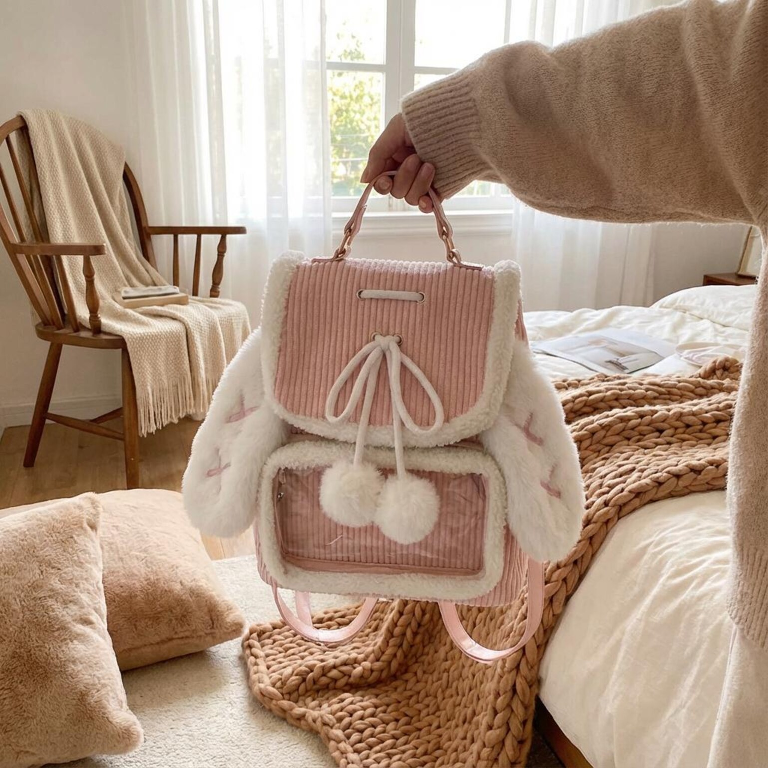 Kawaii Bunny Ita Backpack for Plushies and Pins Kawaii Bunny Ita Backpack for Plushies and Pins — ita backpack detail view