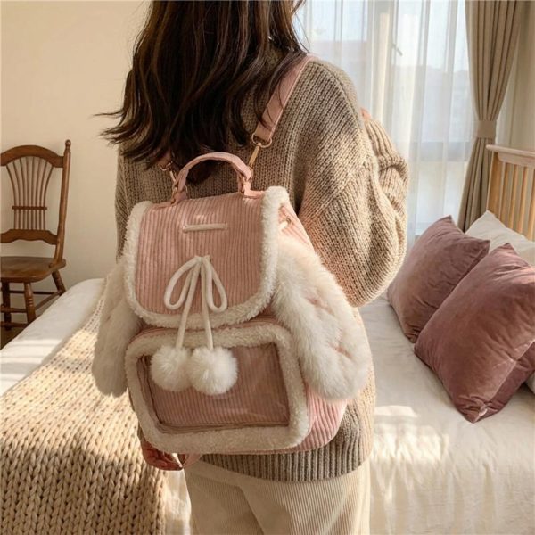 Kawaii Bunny Ita Backpack for Plushies and Pins — ita backpack detail view