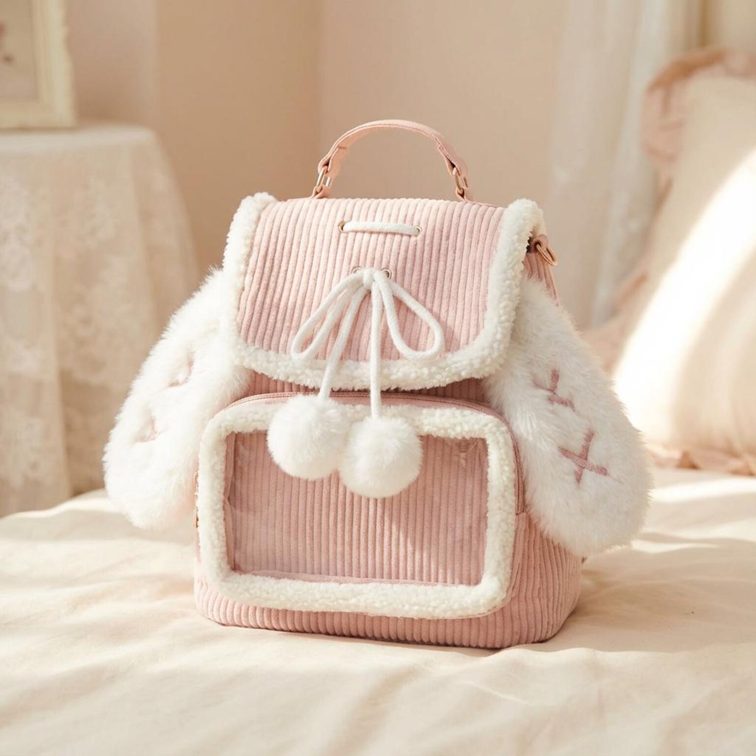 Kawaii Bunny Ita Backpack for Plushies and Pins Kawaii Bunny Ita Backpack for Plushies and Pins — ita backpack detail view