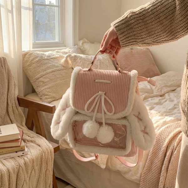 Kawaii Bunny Ita Backpack for Plushies and Pins — ita backpack detail view