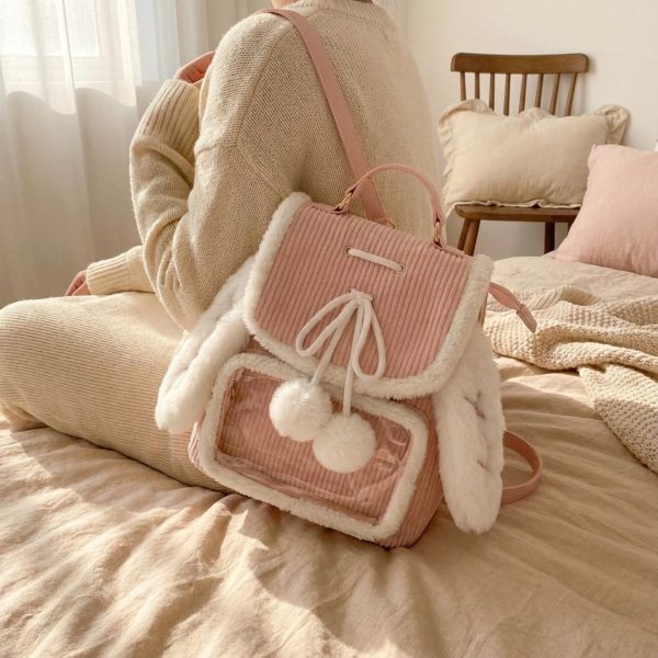 Kawaii Bunny Ita Backpack for Plushies and Pins — ita backpack detail view