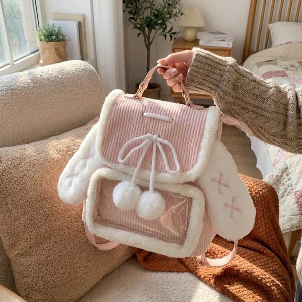 Kawaii Bunny Ita Backpack for Plushies and Pins — ita backpack with clear display window