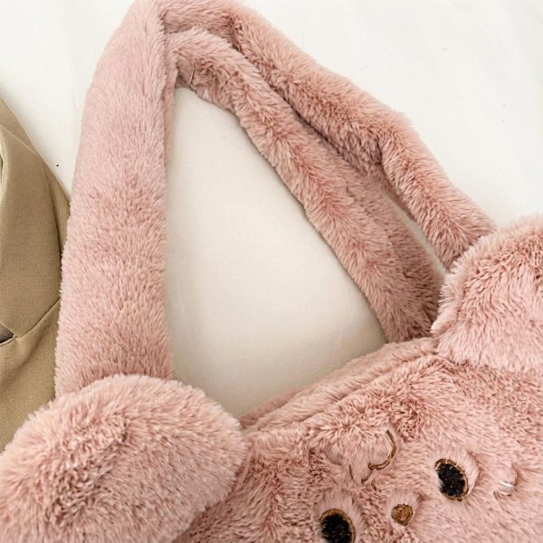 Kawaii Bunny Ita Shoulder Bag for Plushies and Pins — crossbody ita bag detail view