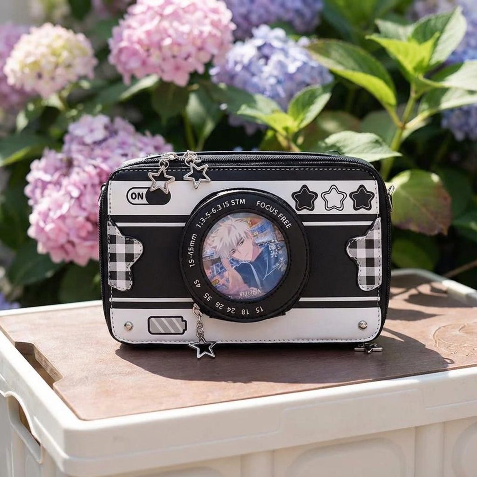Kawaii Camera Convertible Ita Bag with Clear Window for Photocards and Pins Kawaii Camera Convertible Ita Bag with Clear Window for Photocards and Pins — ita bag with clear display window