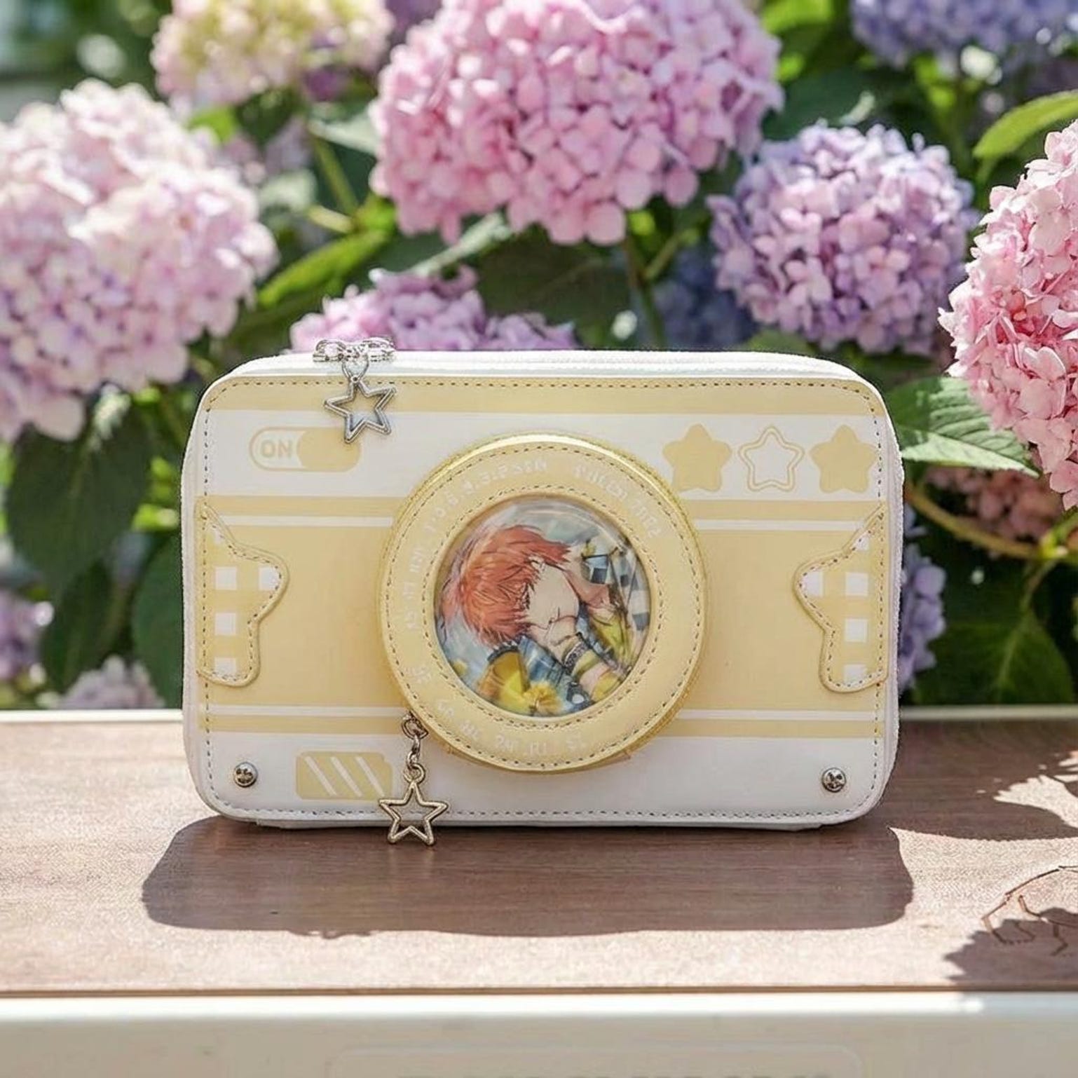 Kawaii Camera Convertible Ita Bag with Clear Window for Photocards and Pins Kawaii Camera Convertible Ita Bag with Clear Window for Photocards and Pins — ita bag detail view