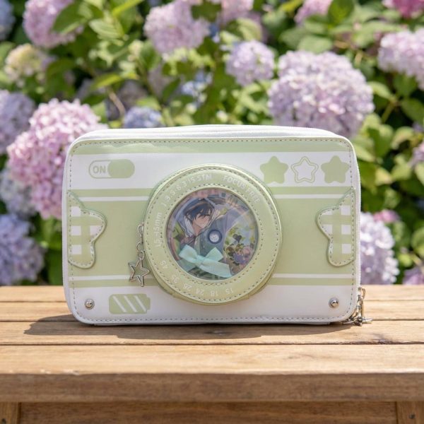 Kawaii Camera Convertible Ita Bag with Clear Window for Photocards and Pins — ita bag detail view