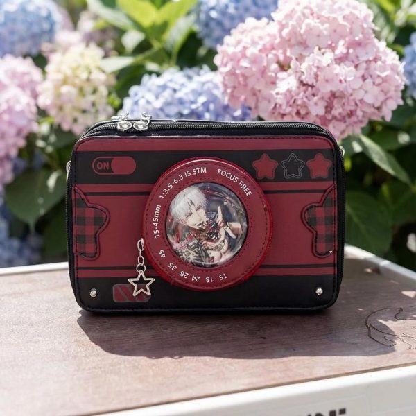 Kawaii Camera Convertible Ita Bag with Clear Window for Photocards and Pins — ita bag detail view