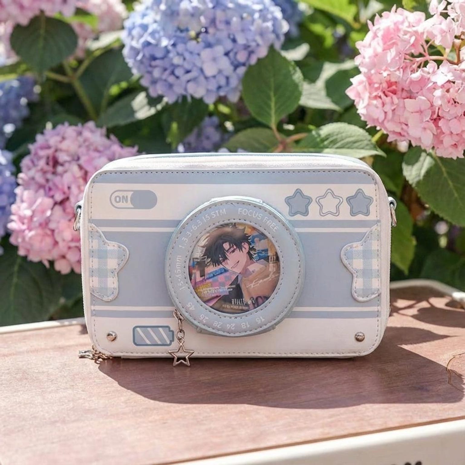 Kawaii Camera Convertible Ita Bag with Clear Window for Photocards and Pins Kawaii Camera Convertible Ita Bag with Clear Window for Photocards and Pins — ita bag detail view