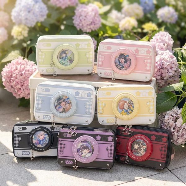 Kawaii Camera Convertible Ita Bag with Clear Window for Photocards and Pins — ita bag detail view