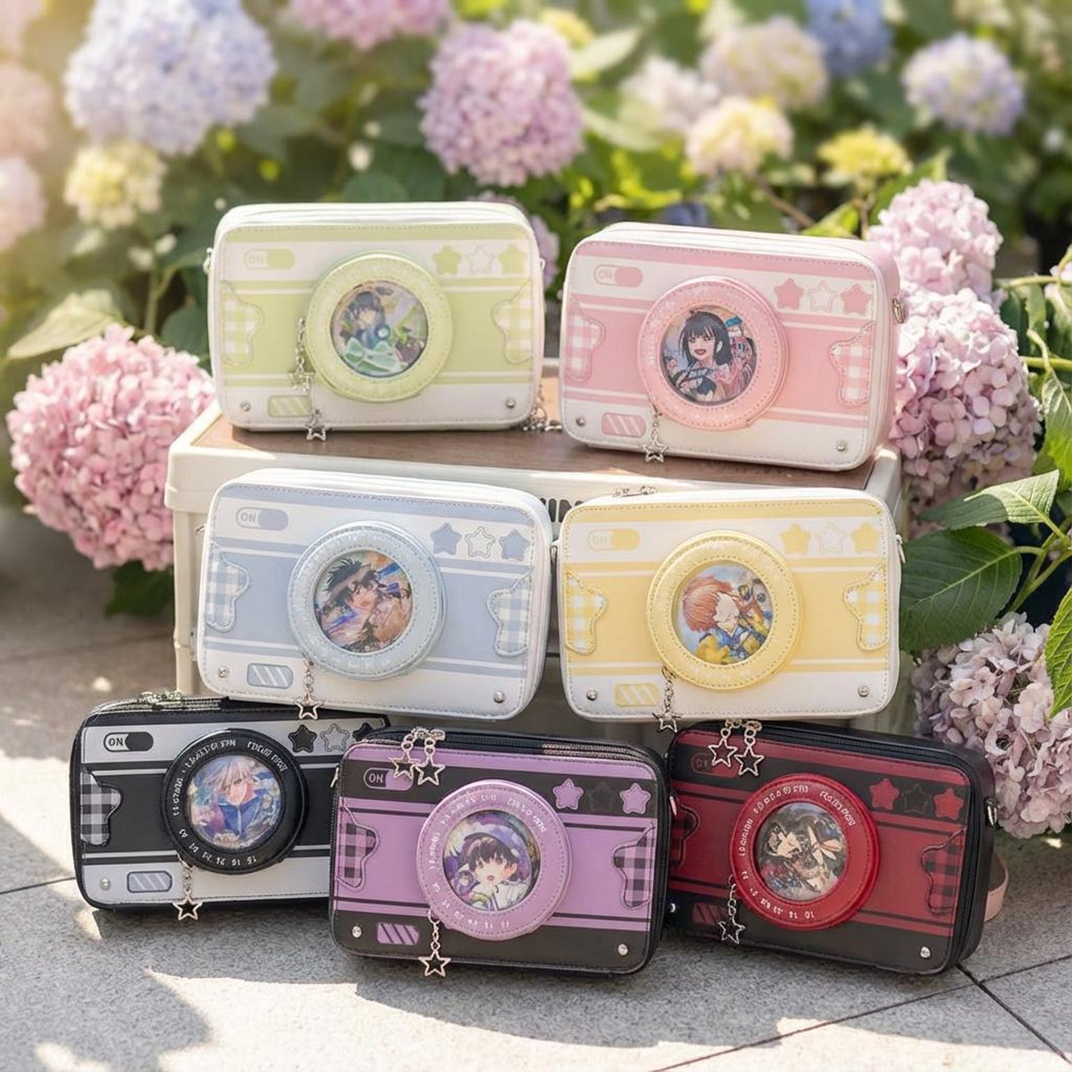 Kawaii Camera Convertible Ita Bag with Clear Window for Photocards and Pins Kawaii Camera Convertible Ita Bag with Clear Window for Photocards and Pins — ita bag detail view