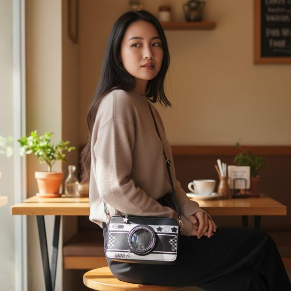 Kawaii Camera Ita Messenger Bag for Pin Display — ita bag detail view