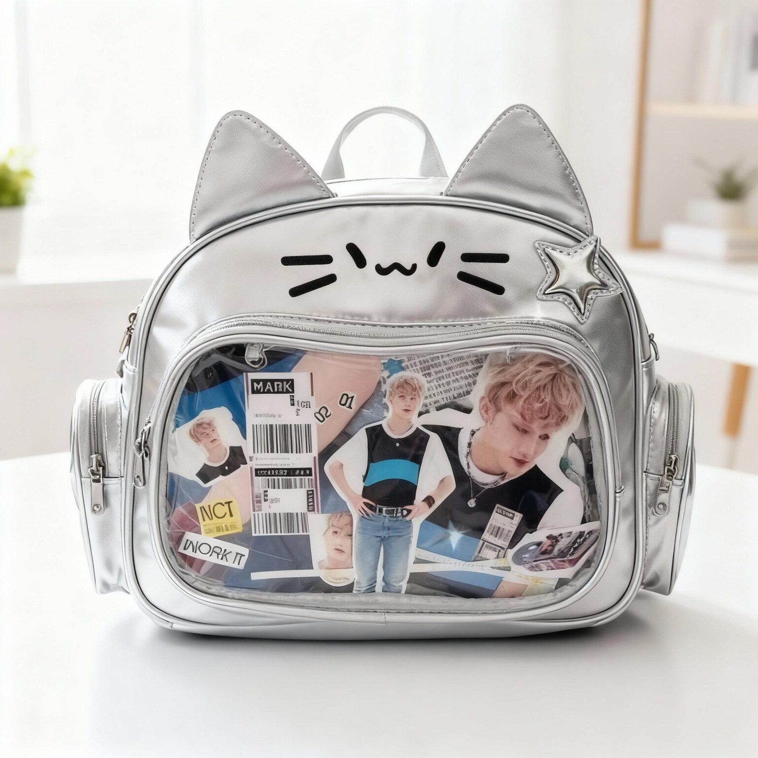 Kawaii Cat Ita Backpack for Photocards and Pins Kawaii Cat Ita Backpack for Photocards and Pins — ita backpack detail view