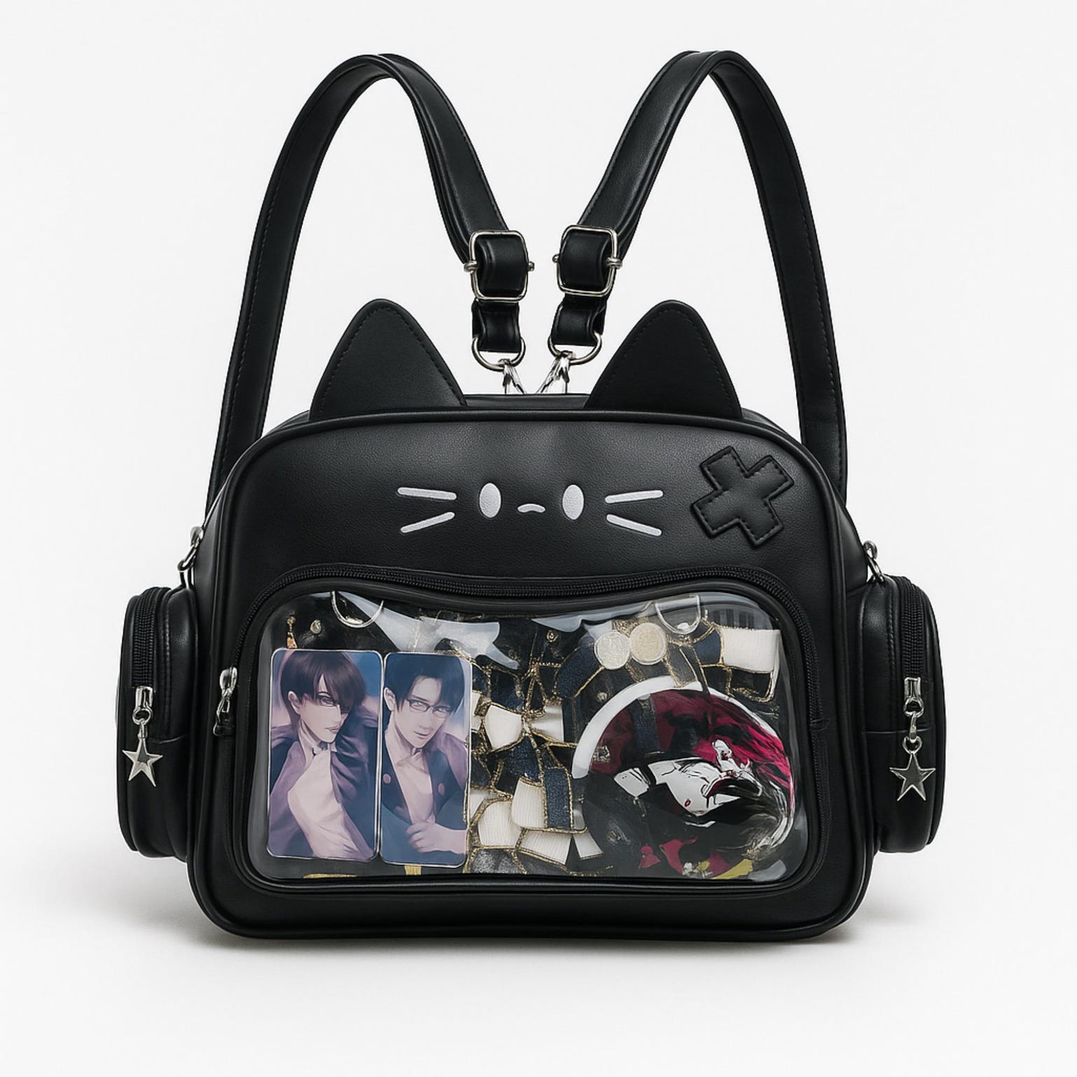 Kawaii Cat Ita Backpack with Clear Window for Plushies and Pins Kawaii Cat Ita Backpack with Clear Window for Plushies and Pins — ita backpack detail view