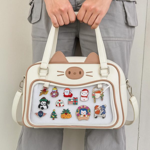 Kawaii Cat Ita Backpack with Clear Window for Plushies and Pins — ita backpack detail view
