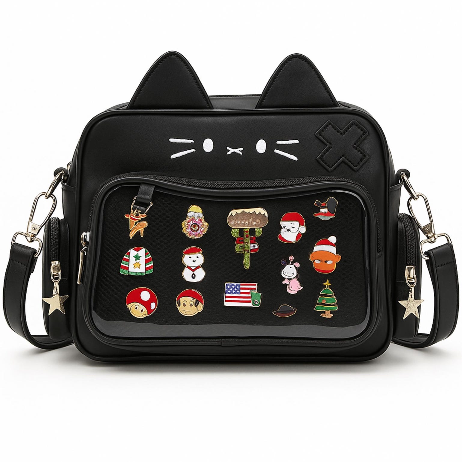 Kawaii Cat Ita Backpack with Clear Window for Plushies and Pins Kawaii Cat Ita Backpack with Clear Window for Plushies and Pins — ita backpack detail view