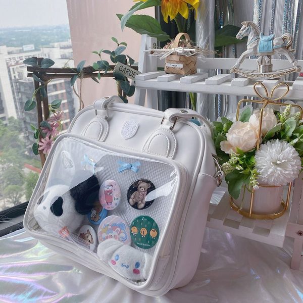 Kawaii Cat Ita Bag with Clear Window and Included Insert for Plushies and Pins — ita bag insert with clear display window
