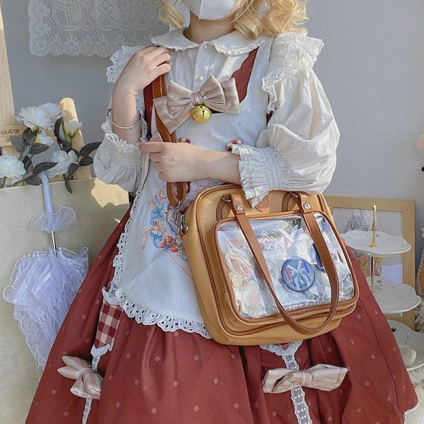 Kawaii Cat Ita Bag with Clear Window and Included Insert for Plushies and Pins — ita bag insert detail view