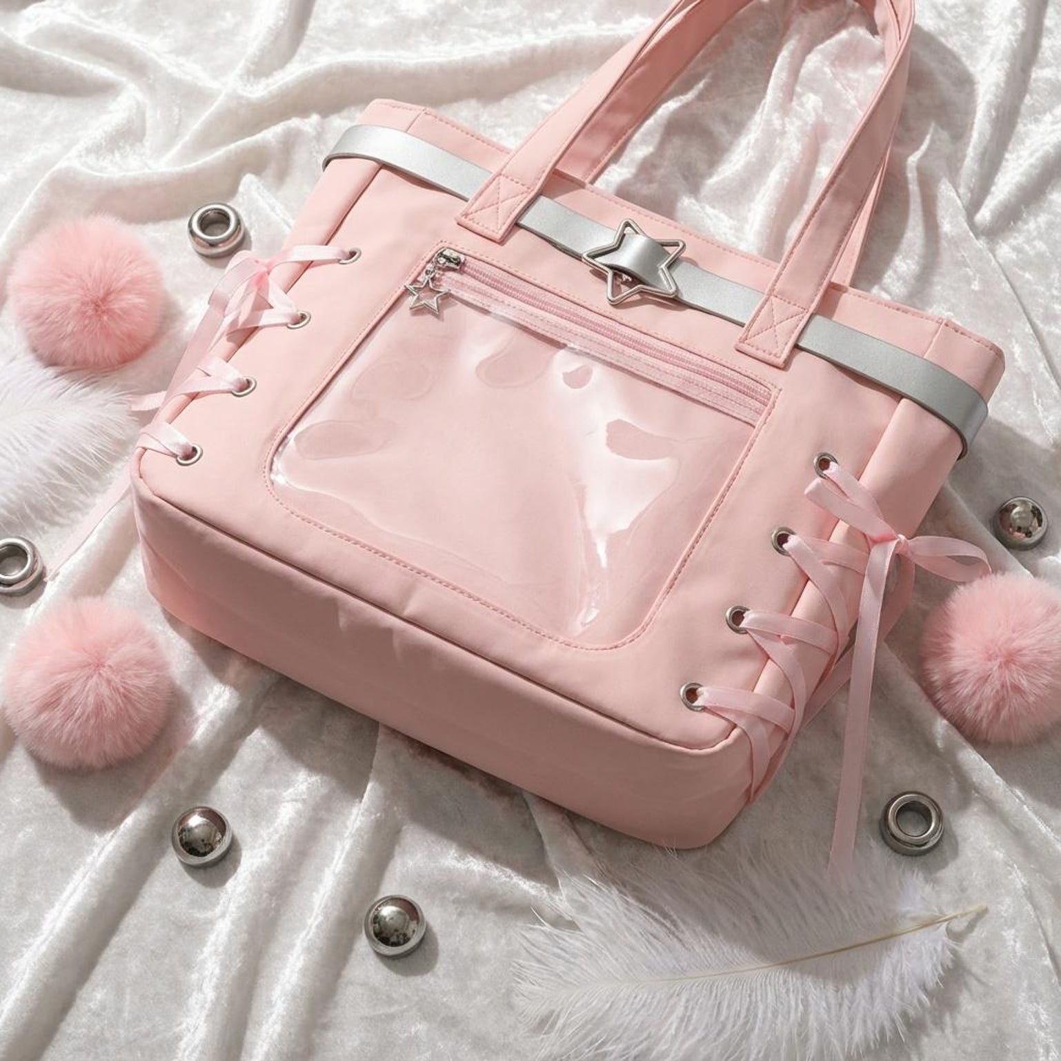 Kawaii Convertible Ita Bag for Pin Display Kawaii Convertible Ita Bag for Pin Display — ita bag detail view