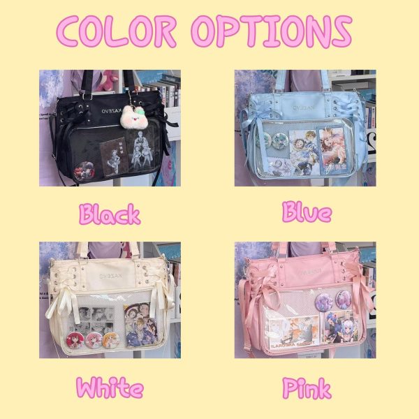 Kawaii Convertible Ita Bag with Clear Window for Photocards and Pins — ita bag detail view