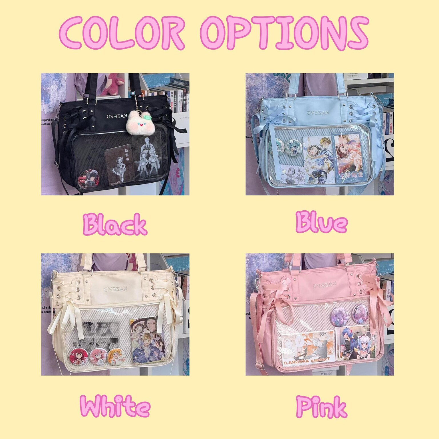 Kawaii Convertible Ita Bag with Clear Window for Photocards and Pins Kawaii Convertible Ita Bag with Clear Window for Photocards and Pins — ita bag detail view