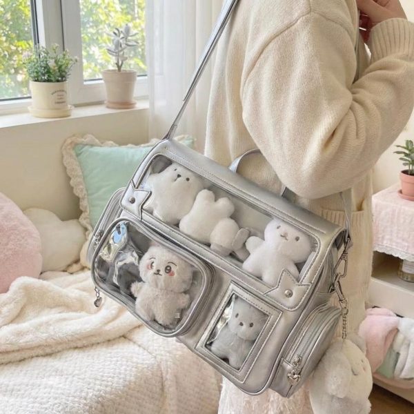 Kawaii Convertible Ita Bag with Clear Window for Photocards and Pins — ita bag detail view
