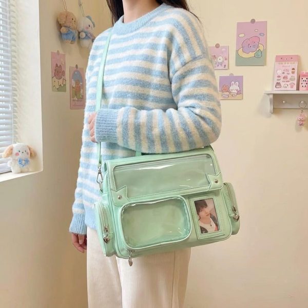 Kawaii Convertible Ita Bag with Clear Window for Photocards and Pins — ita bag detail view