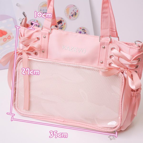Kawaii Convertible Ita Bag with Clear Window for Photocards and Pins — ita bag detail view