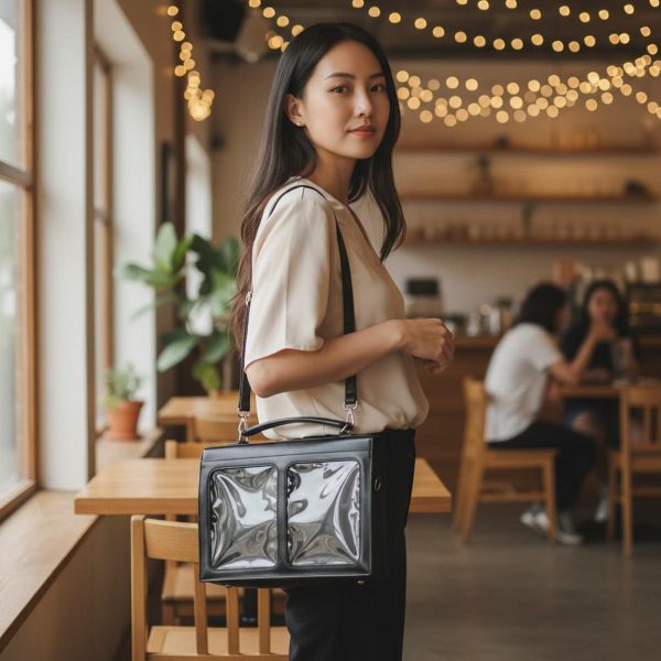 Kawaii Convertible Ita Bag with Clear Window for Pin Display — ita bag detail view