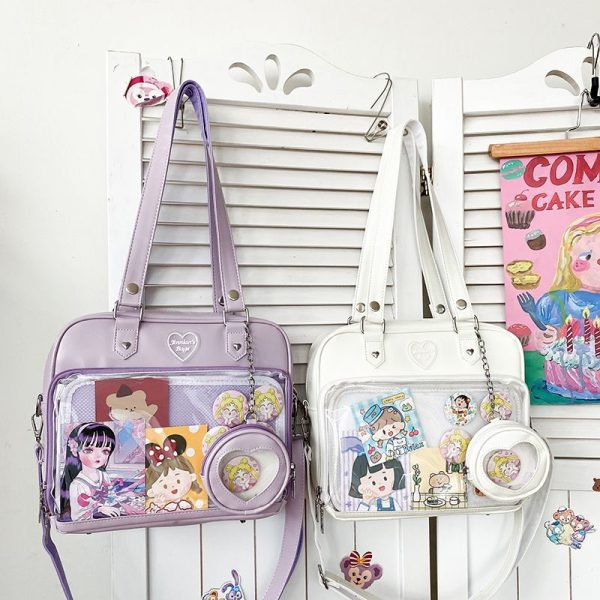 Kawaii Convertible Ita Bag with Clear Window for Pin Display — ita bag detail view