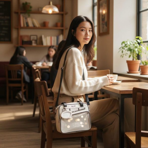 Kawaii Convertible Ita Bag with Clear Window for Pin Display — ita bag detail view