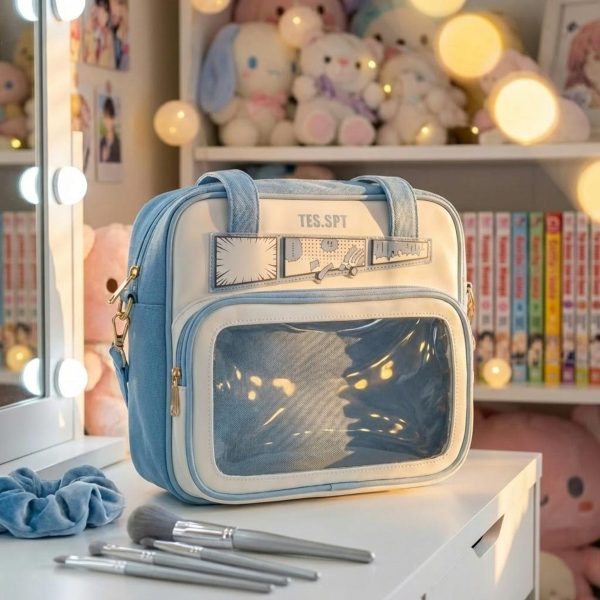 Kawaii Convertible Ita Bag with Clear Window for Pin Display — ita bag detail view