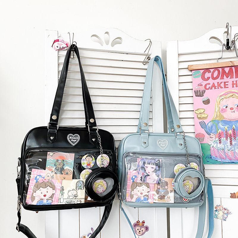 Kawaii Convertible Ita Bag with Clear Window for Pin Display Kawaii Convertible Ita Bag with Clear Window for Pin Display — ita bag with clear display window