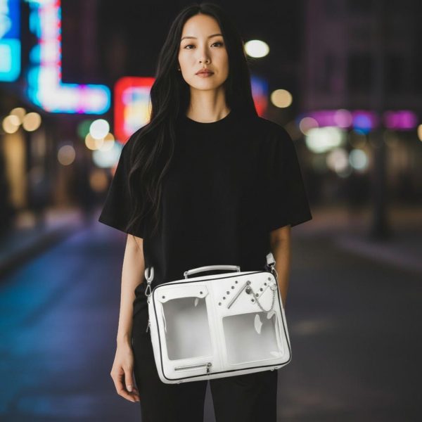 Kawaii Convertible Ita Bag with Clear Window for Pin Display — ita bag detail view