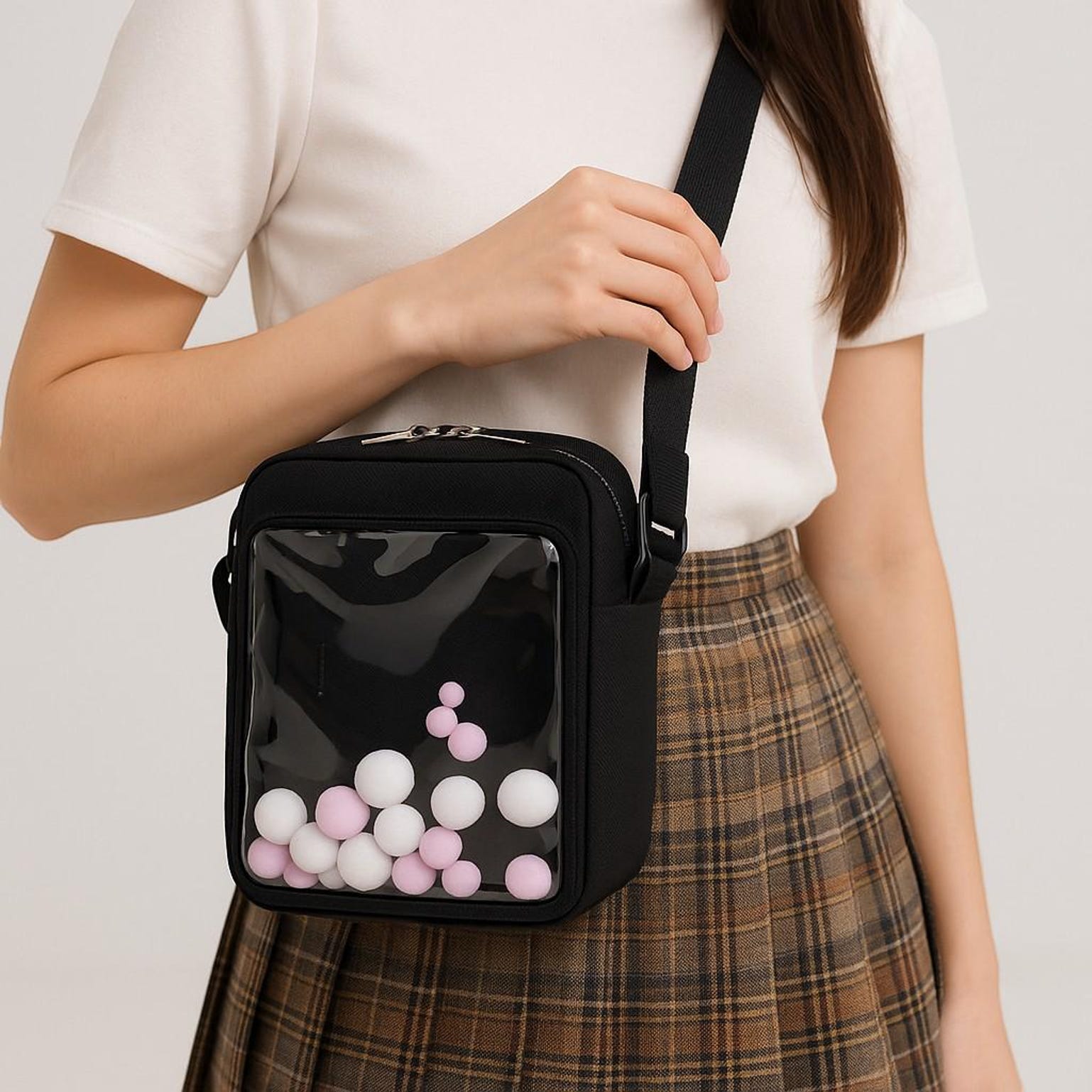 Kawaii Convertible Ita Bag with Clear Window for Pin Display Kawaii Convertible Ita Bag with Clear Window for Pin Display — ita bag with clear display window