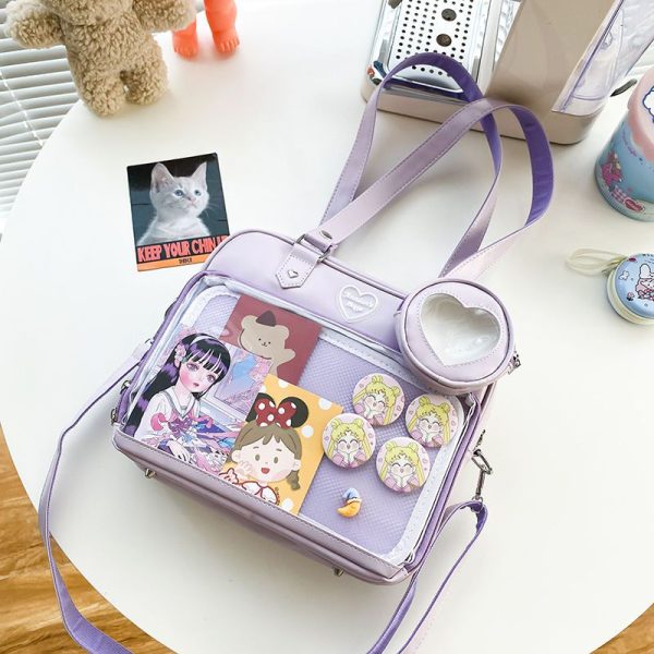 Kawaii Convertible Ita Bag with Clear Window for Pin Display — ita bag detail view