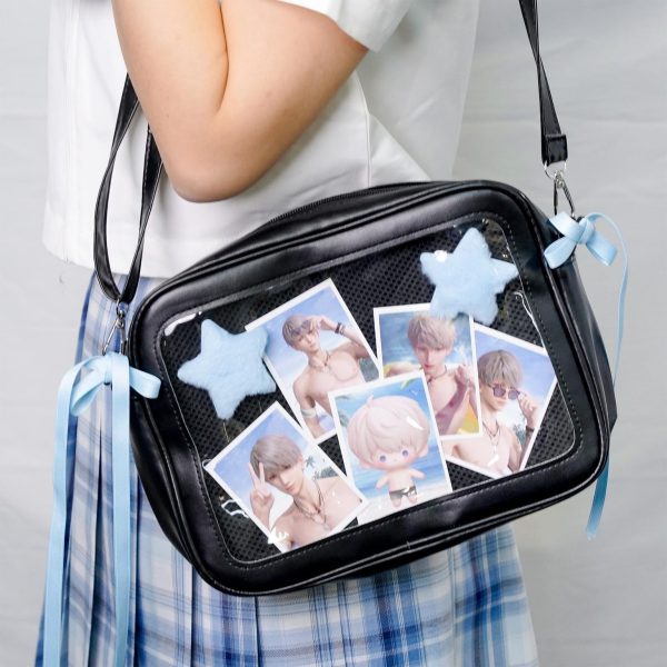 Kawaii Convertible Ita Bag with Clear Window for Plushies and Pins — ita bag detail view