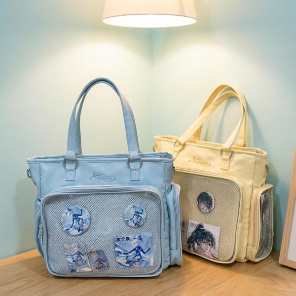 Kawaii Convertible Ita Bag with Clear Window for Plushies and Pins — ita bag detail view