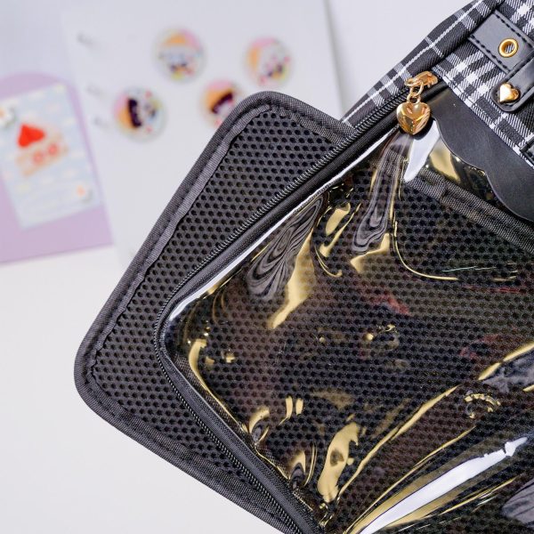 Kawaii Heart Ita Backpack with Clear Window for Pin Display — ita backpack detail view