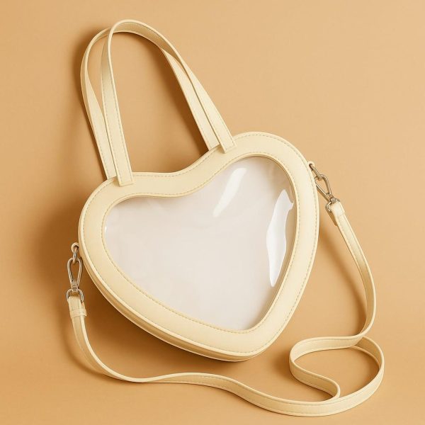 Kawaii Heart Ita Messenger Bag for Pin Display — ita bag detail view