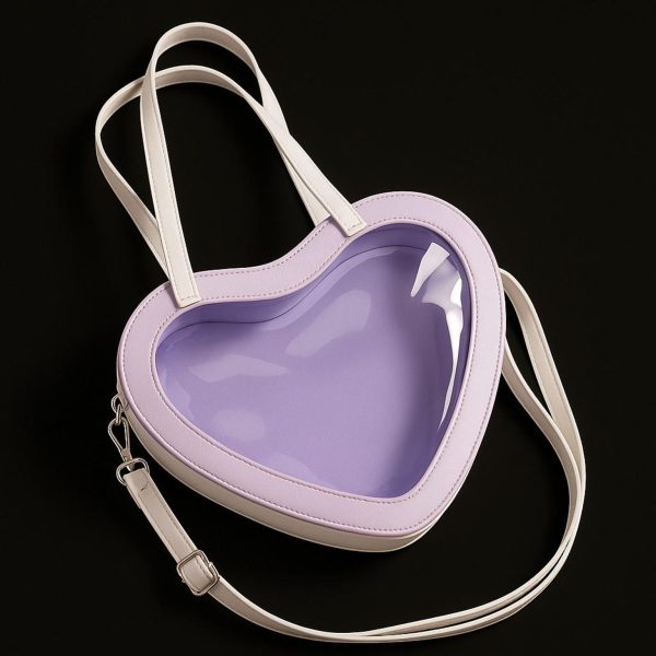 Kawaii Heart Ita Messenger Bag for Pin Display — ita bag detail view