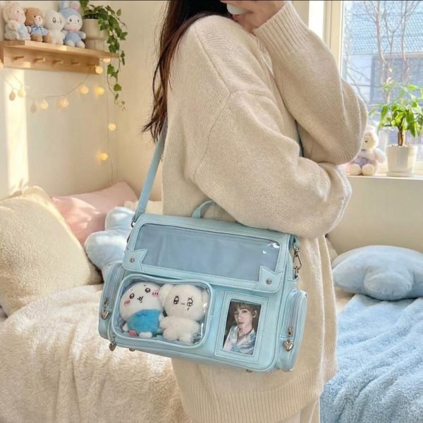 Kawaii Ita Backpack with Clear Window for Photocards and Pins — ita backpack detail view