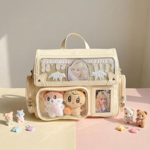 Kawaii Ita Backpack with Clear Window for Photocards and Pins — ita backpack detail view