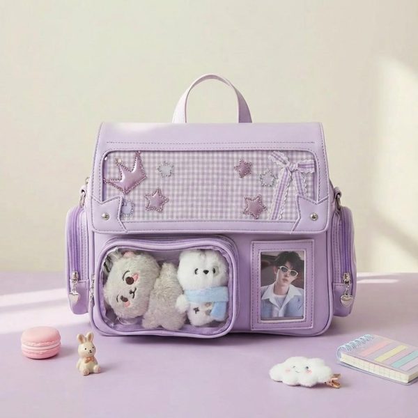 Kawaii Ita Backpack with Clear Window for Photocards and Pins — ita backpack with clear display window