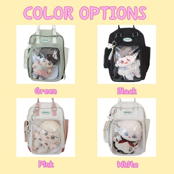 Kawaii Ita Backpack with Clear Window for Plushies and Pins — ita backpack detail view
