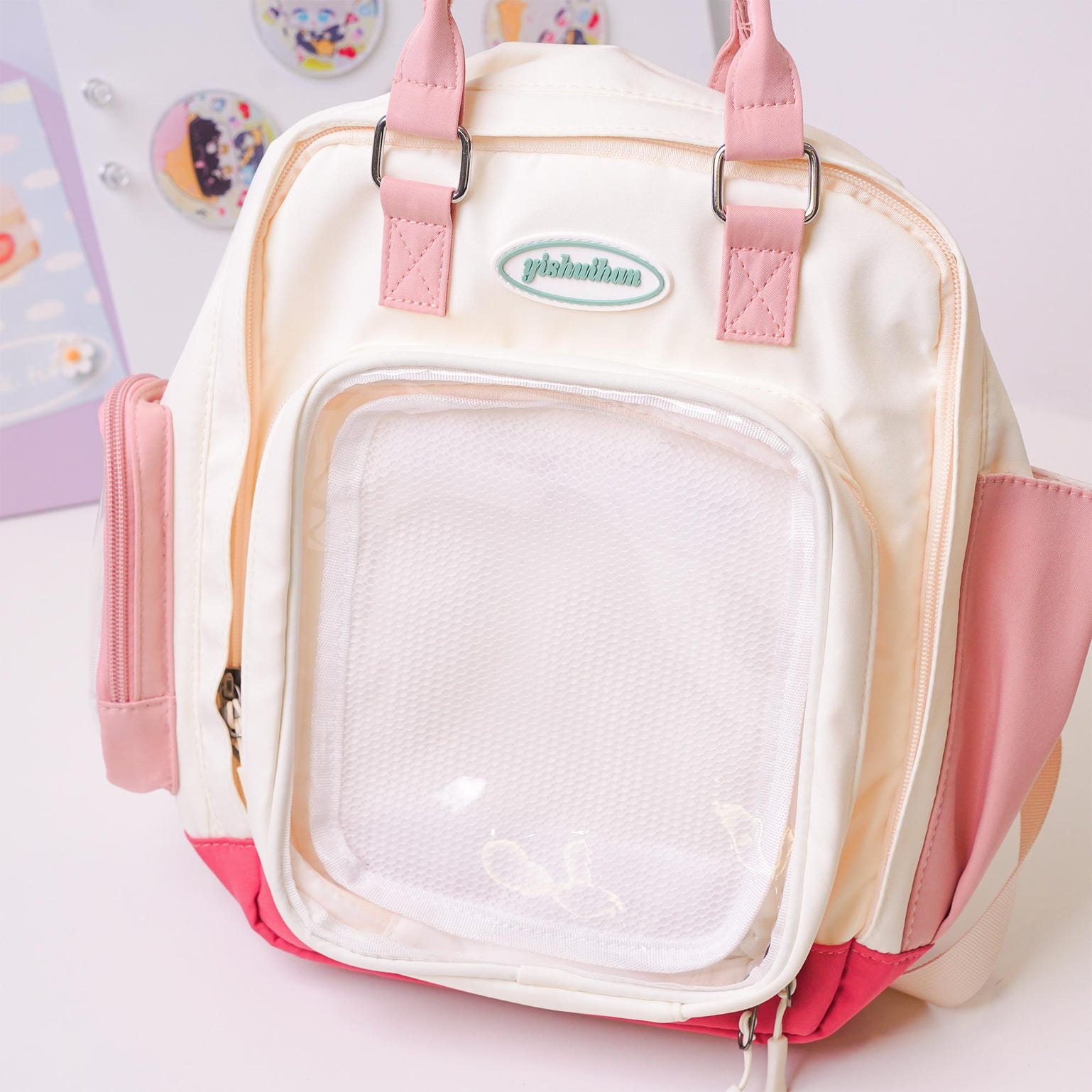Kawaii Ita Backpack with Clear Window for Plushies and Pins Kawaii Ita Backpack with Clear Window for Plushies and Pins — ita backpack detail view
