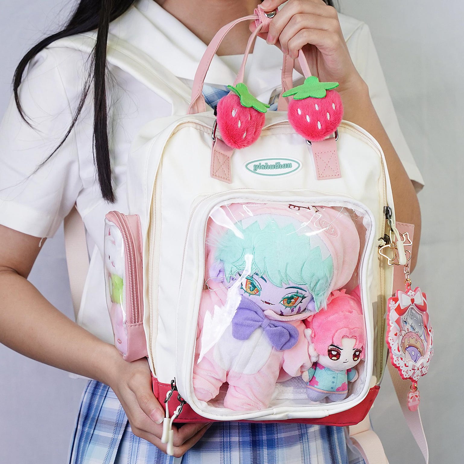 Kawaii Ita Backpack with Clear Window for Plushies and Pins Kawaii Ita Backpack with Clear Window for Plushies and Pins — ita backpack detail view