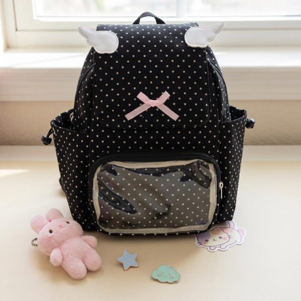 Kawaii Ita Backpack with Clear Window for Plushies and Pins — ita backpack detail view