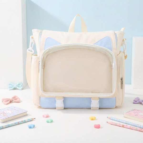 Kawaii Ita Crossbody Bag with Clear Window for Plushies and Pins — crossbody ita bag detail view